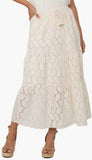 Tiered Woven Maxi Skirt With Tie