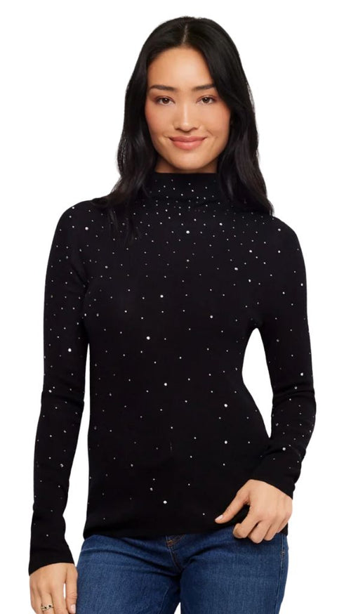 Rhinestone Mock Neck Sweater