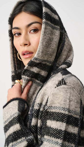 Jacquard Plaid Hooded Jacket