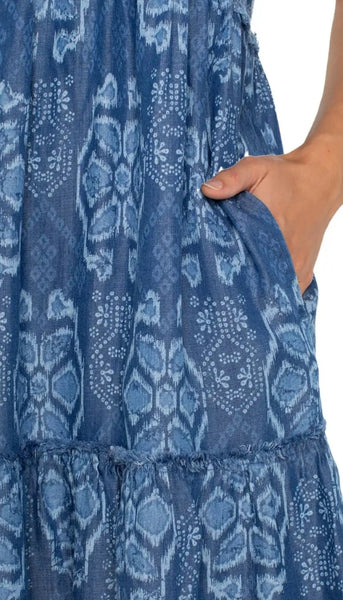 Easy V Neck Ruffle Fray With Pockets