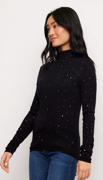 Rhinestone Mock Neck Sweater