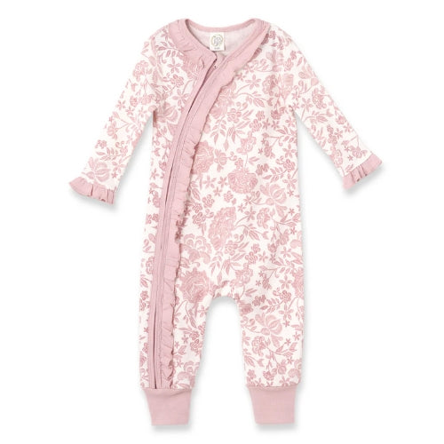 Pink Embroidered Zip Floral Romper 3-6M & 6-12M