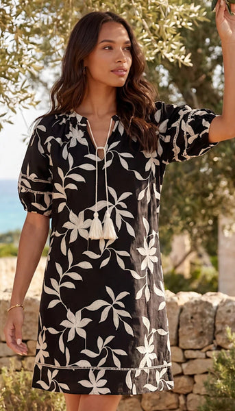 Puff Sleeve Tassel Dress