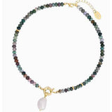 Agate Pearl Charm Necklace
