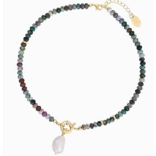 Agate Pearl Charm Necklace