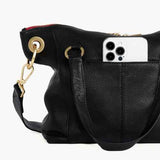 Daniel Medium Black Bag, Red Zip