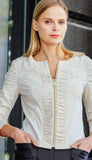 Liquid Leather Ruched Zip 3/4 Sleeve Jacket