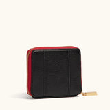 5 North Wallet-Black, Brushed Gold, Red Zip