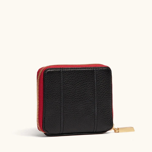 5 North Wallet-Black, Brushed Gold, Red Zip