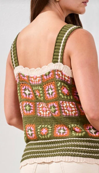 Widestrap Crochet Detail Sweater Cami