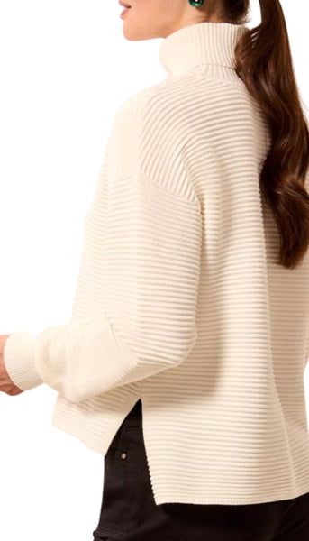 Turtle Neck High Low Sweater With Side Slit