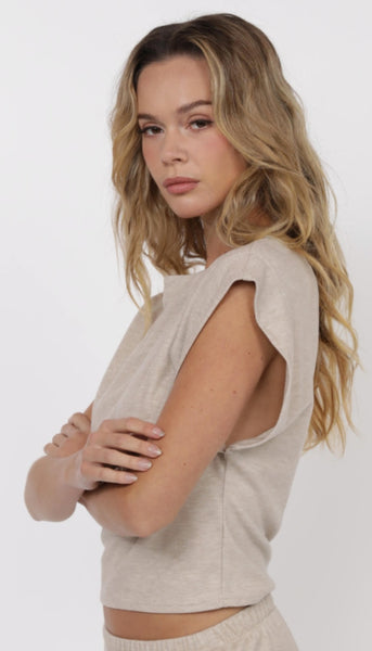 Cindy Strong Shoulder Sleeveless Knit