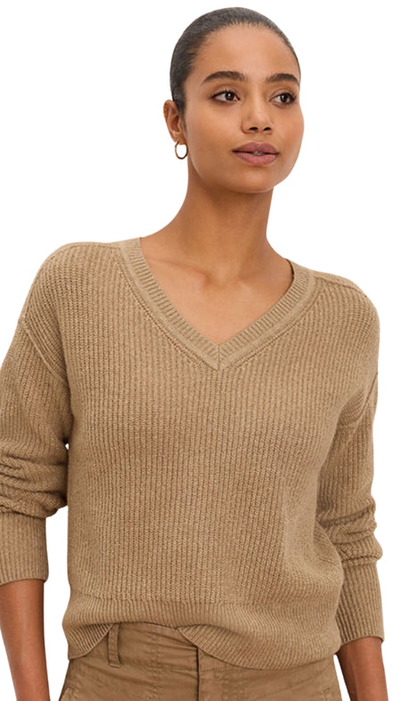 Long Sleeve Split Neck Sweater With Piping