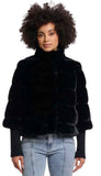 Faux Fur Jacket With Knitted Sleeve
