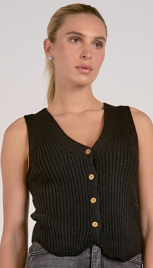 V Neck Button Vest