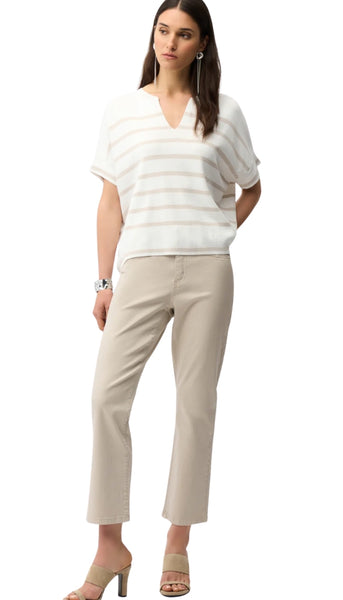 Stripe Print Short Sleeve Sweater