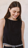 Sleeveless Fray Trim Tank