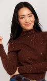 Rhinestone Mock Neck Sweater