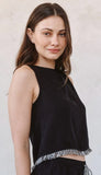 Sleeveless Fray Trim Tank