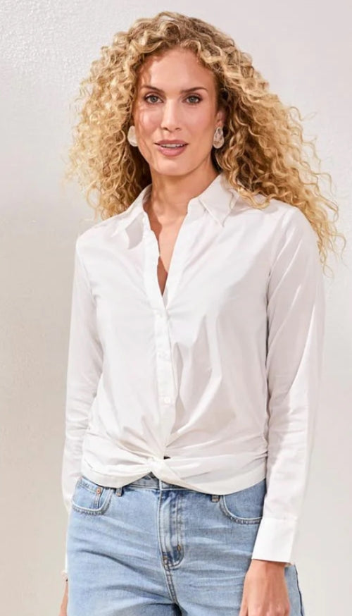 Long Sleeve Shirt With Front Knot Back Elastic