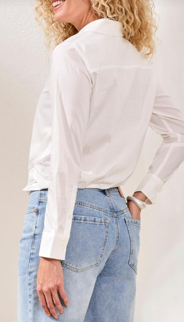 Long Sleeve Shirt With Front Knot Back Elastic