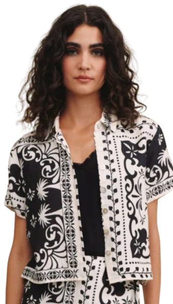 Bandana Short Sleeve Camp Shirt