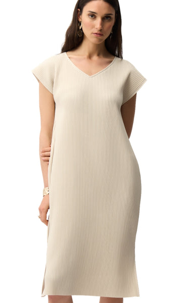 Pleated Straight Dress With Pockets