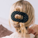 Large Flat Round Clip - Jet Black Quilt