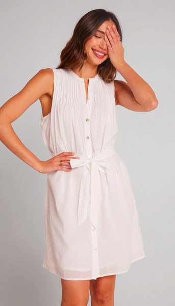 Sleeveless Pintuck Shirt Dress