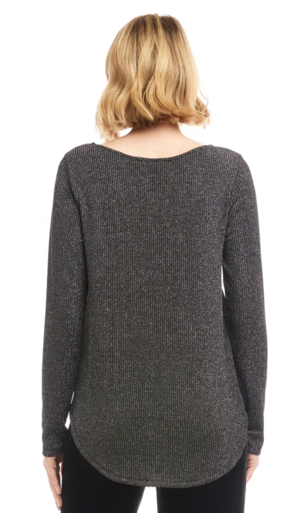 Metallic Stripe Shirttail Top