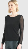 Mesh Sleeve Soft Knit Top