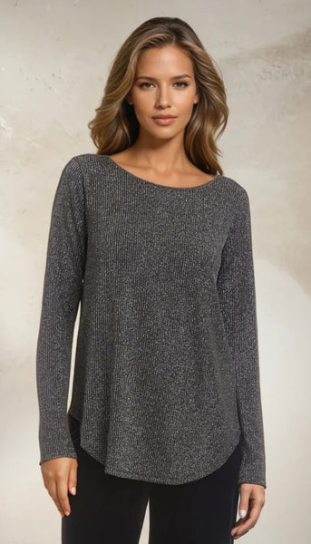 Metallic Stripe Shirttail Top