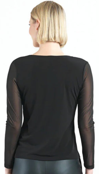 Mesh Sleeve Soft Knit Top