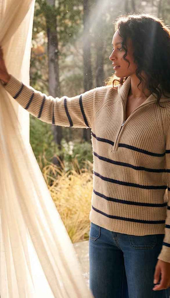 Stripe Half Zip Sweater