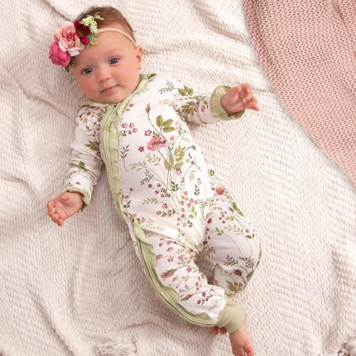 Pretty Petals Zipper Romper - 0-3 M and 3 - 6 M