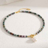 Agate Pearl Charm Necklace