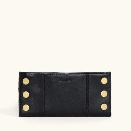 5 North Wallet-Black, Brushed Gold, Red Zip