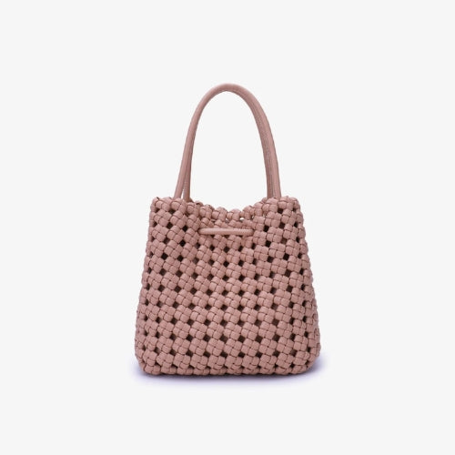 Perrie Bucket Mini Woven Square Tote - Light Tan