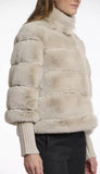 Faux Fur Jacket With Knitted Sleeve