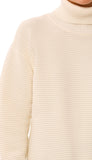 Turtle Neck High Low Sweater With Side Slit