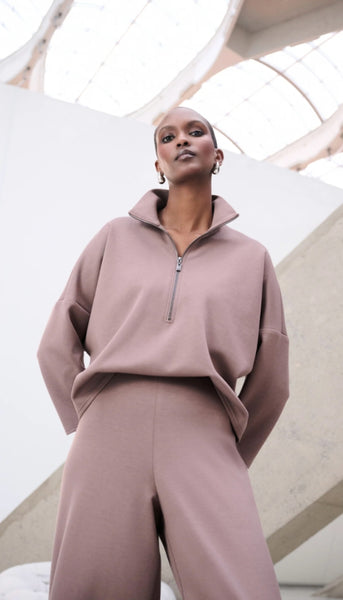 Mock Neck Wide Leg Jumpsuit