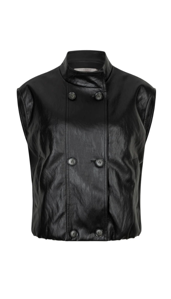 Double Breasted Leather Vest