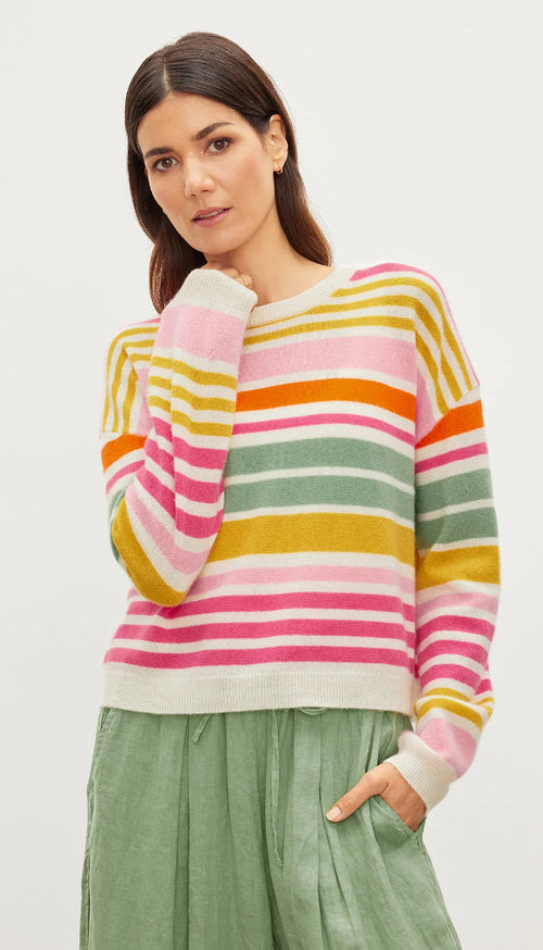Anny Cashmere Stripe Crew Sweater