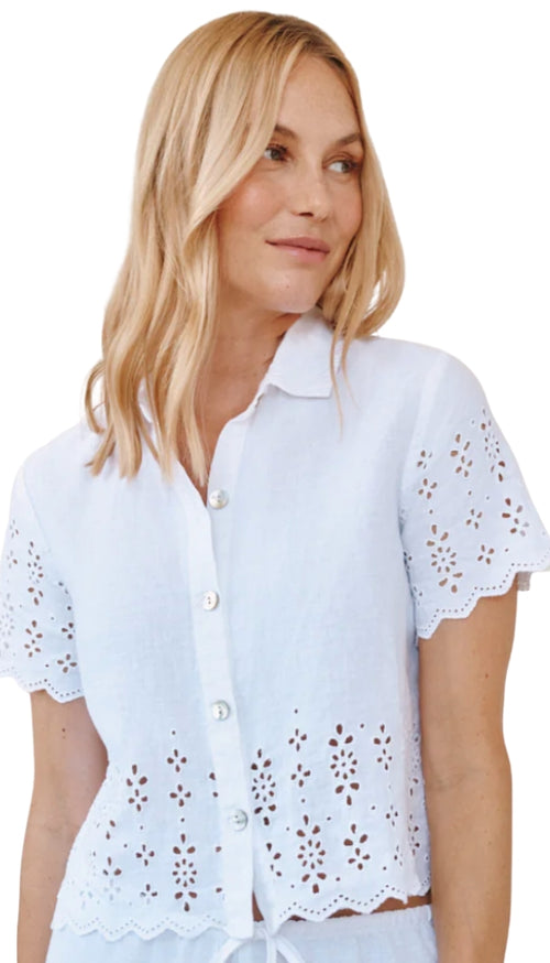 Short Sleeve Embroidered Button Down