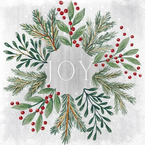 Cocktail Napkin-Gilded Painterly Wreath