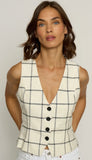 Two Tone Linen Vest