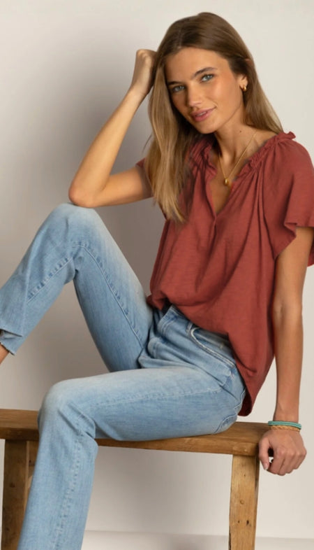 Cap Sleeve Shirt With Cuts