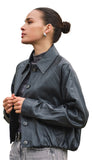 Balloon PU Crinkle Leather Jacket