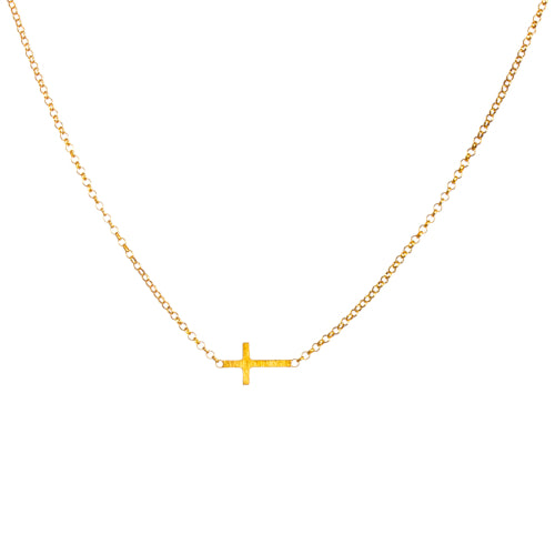 Faith - Small Sideways Cross - Gold