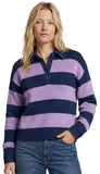 Rugby Stripe Polo With Denim Collar